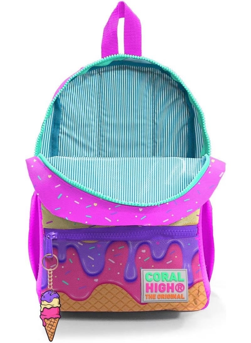 CORAL HIGH Mini Nest Backpack Pink Colorful Ice Cream Patterned Two Compartments 23531 - Image 3